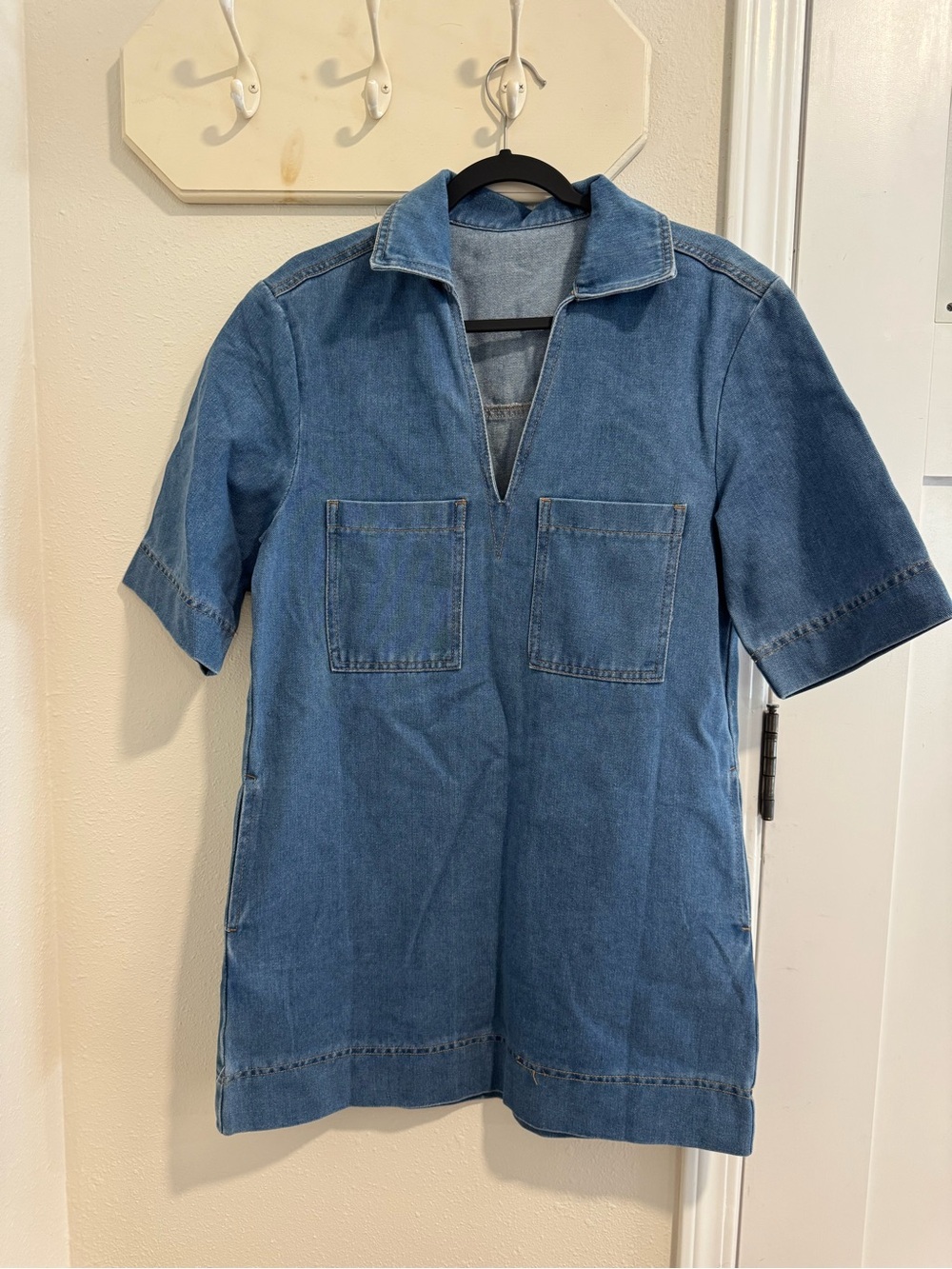 Light Wash Denim Short-Sleeve Dress